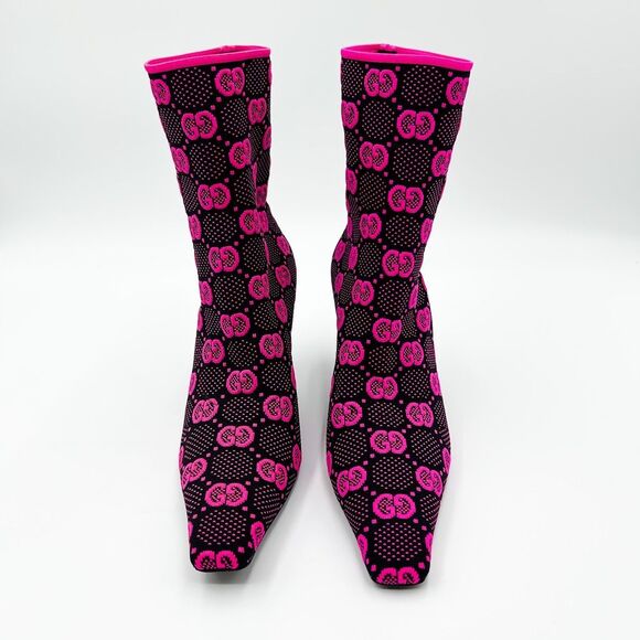 Gucci GG Sock Boots Pink Black Heels Bootie EU 38.5, 8.5 - Picture 2 of 10